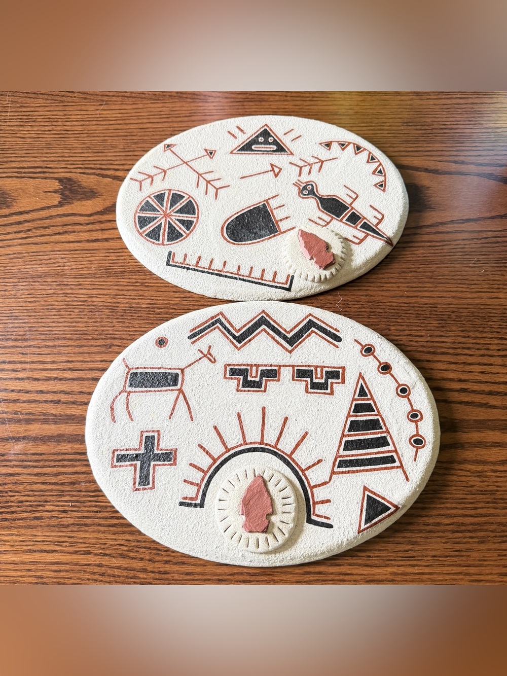 Vintage Southwestern Wall Art Plaque Signed Popko Sand Jasper Arrowhead